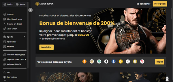 bonus de bienvenue lucky block casino
