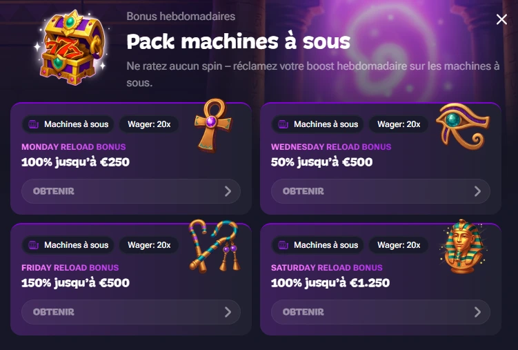 capture d'écran bonus reload gxmble casino