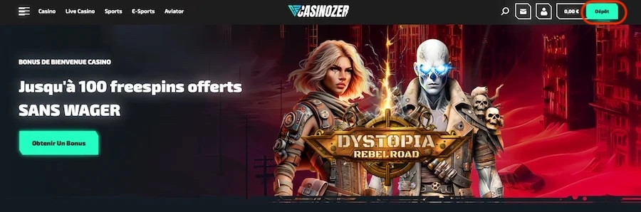dépôt étape 1 casinozer