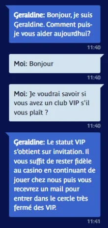 Echange avec le service client Prince Ali sur le programme VIP