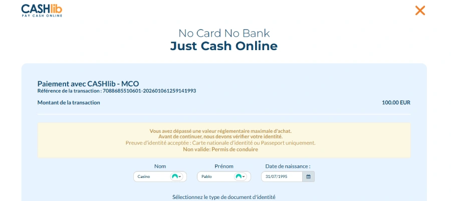 faire un dépôt sur gxmble casino étape 3