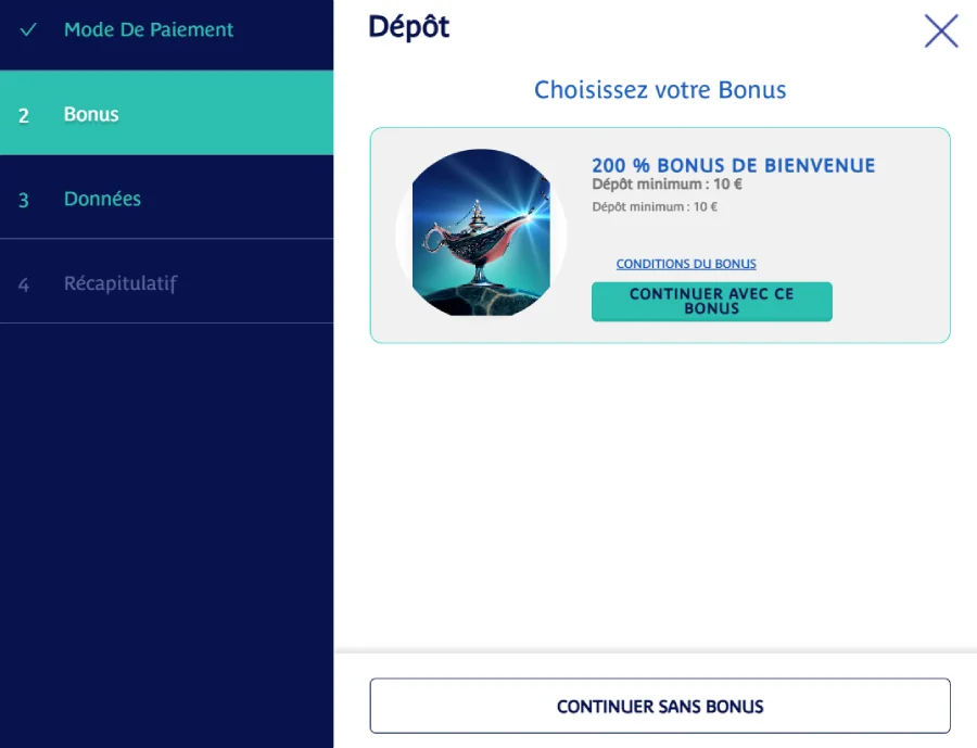 Faire un dépôt sur Prince Ali étape 3