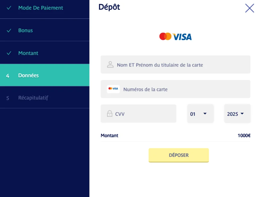 Faire un dépôt sur Prince Ali étape 5