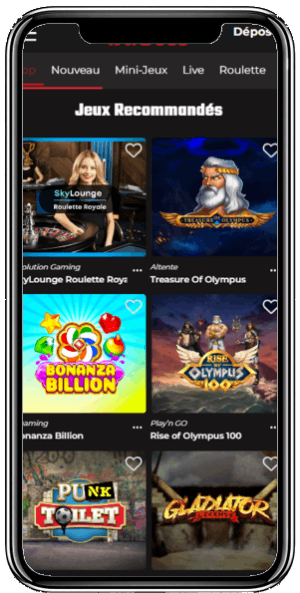 capture d'écran fatboss casino version mobile