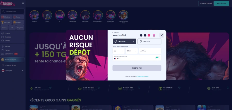 capture d'écran de l'étape 4 pour s'inscrire sur boomsbet