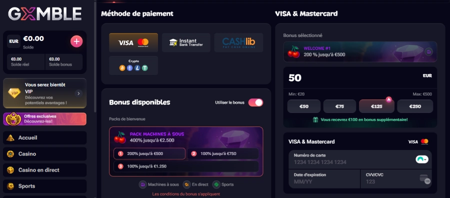 inscription étape 4 gxmble casino