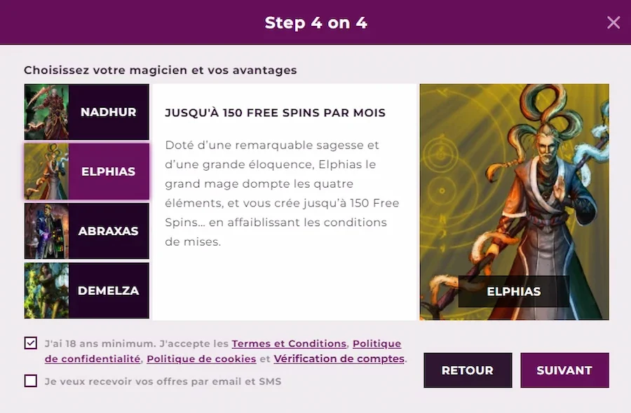 inscription Magical Spin étape 5