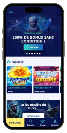 Interface mobile Prince Ali Casino