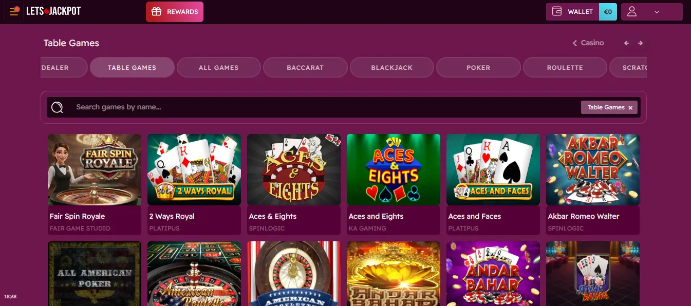 jeux de table lets jackpot