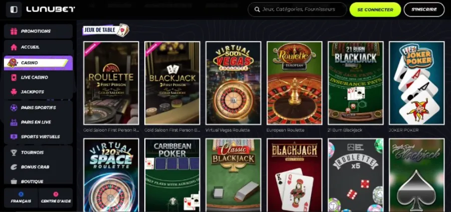 Jeux de table Lunubet