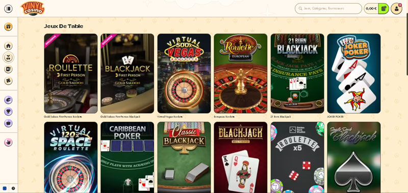 jeux de table vinyl casino
