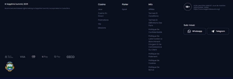 capture d'écran de la licence de boomsbet