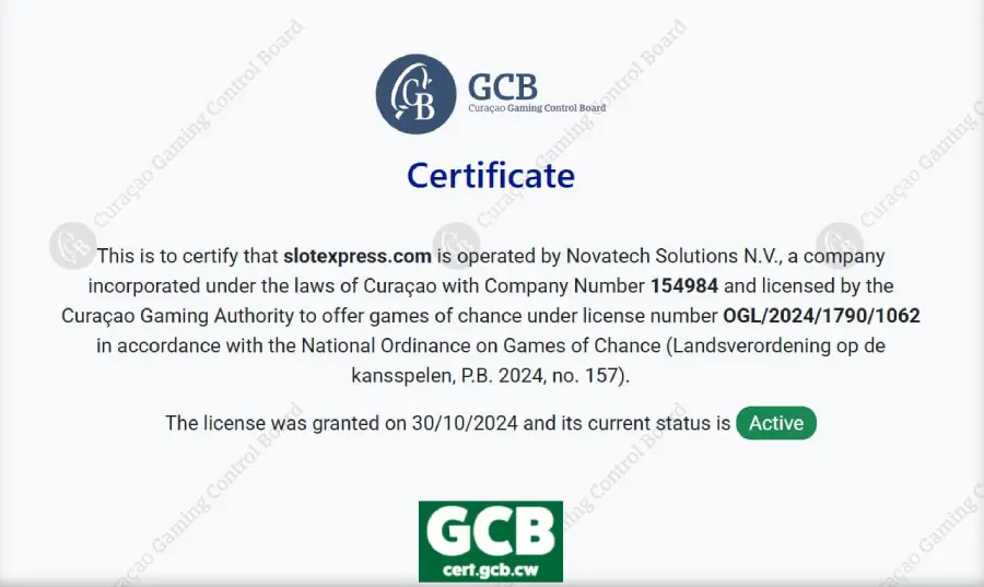 Licence de SlotExpress