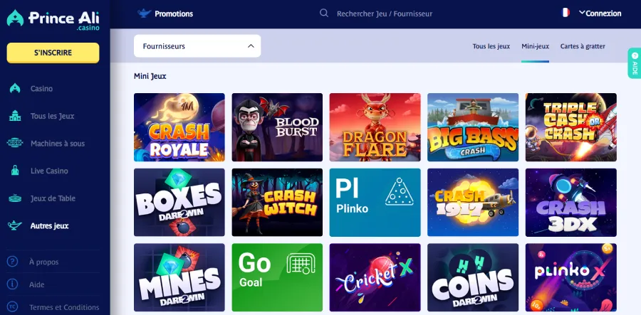 Mini jeux sur Prince Ali Casino