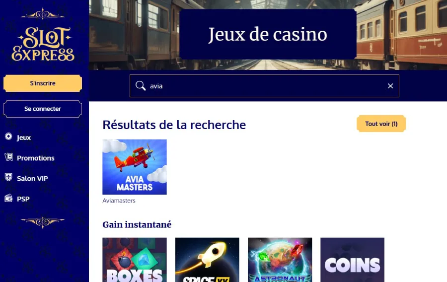 Capture d'écran des mini jeux sur SlotExpress