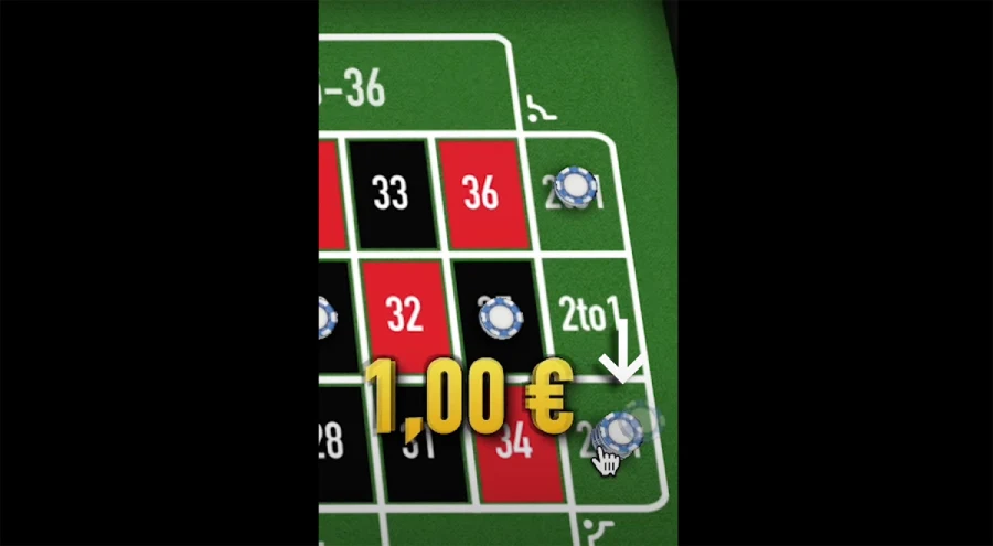 Capture d'écran mise premiere colonne roulette