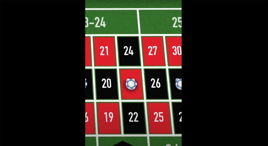 Capture d'écran des numéros pleins sur la roulette