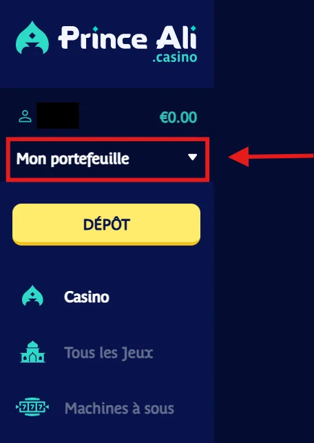 Faire un retrait sur Prince Ali étape 1