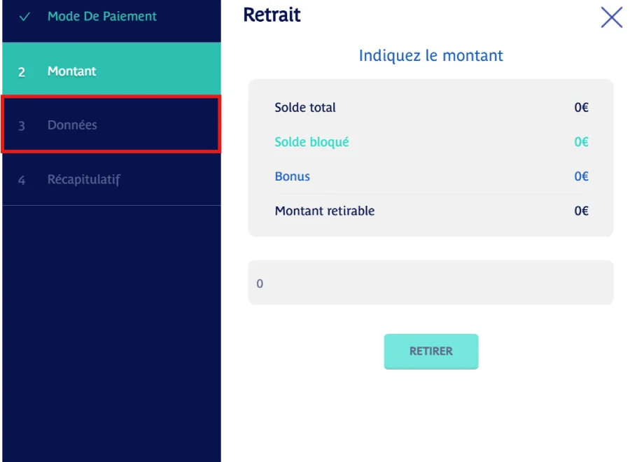 Faire un retrait sur Prince Ali étape 4