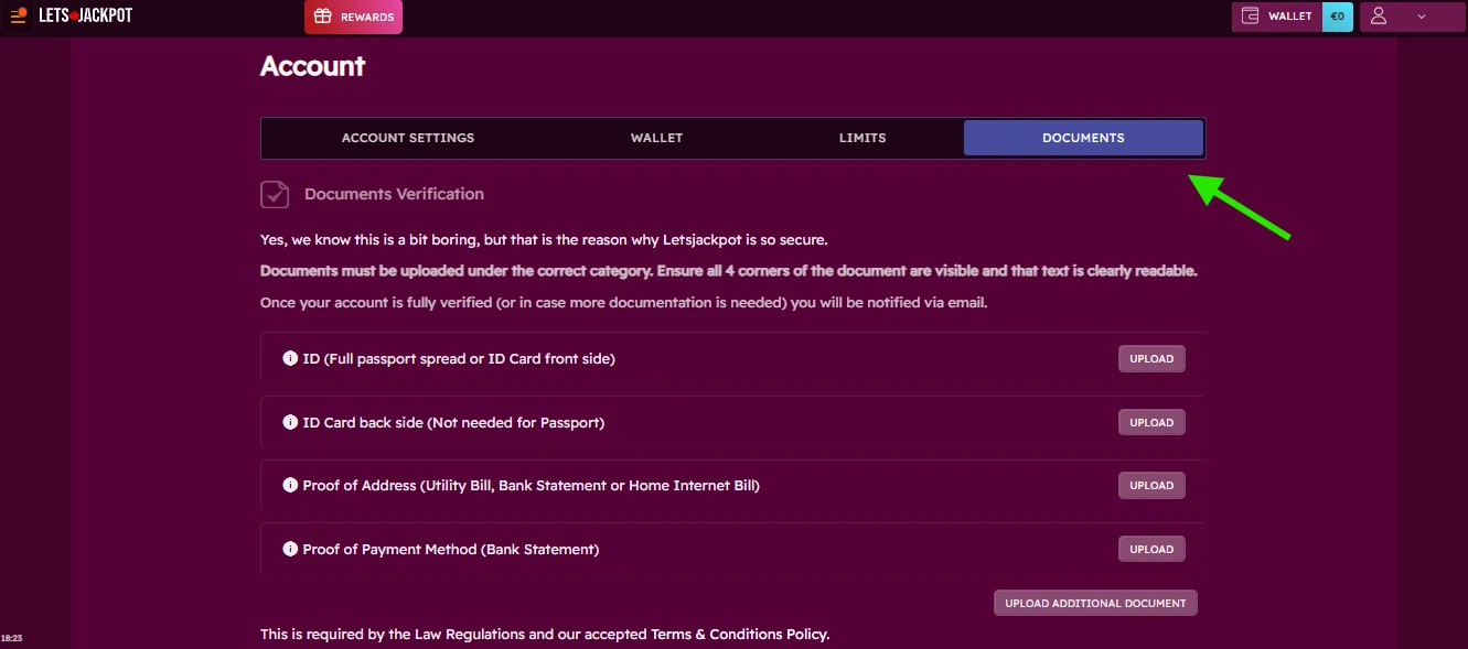 retrait sur lets jackpot étape 2