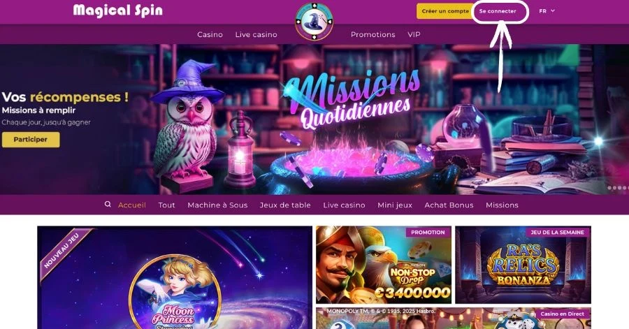 retrait Magical Spin étape 1