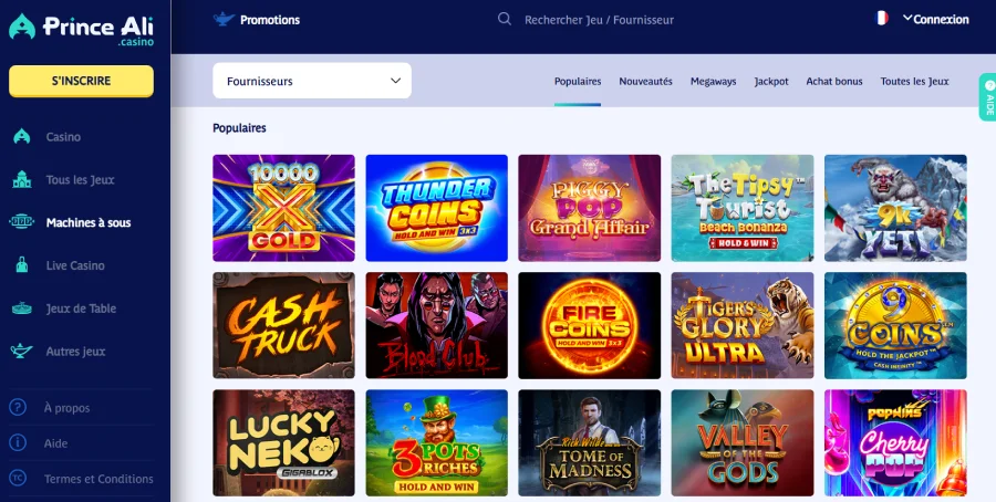 Machines à sous sur Prince Ali Casino