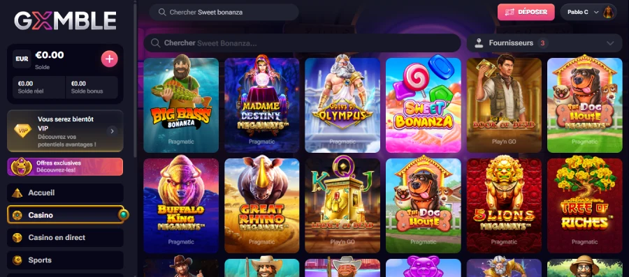 capture d'écran des machines à sous gxmble casino