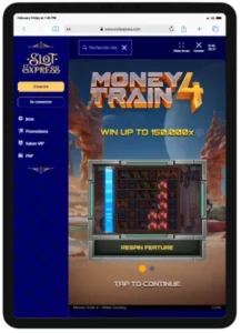 Interface de SlotExpress sur Ipad