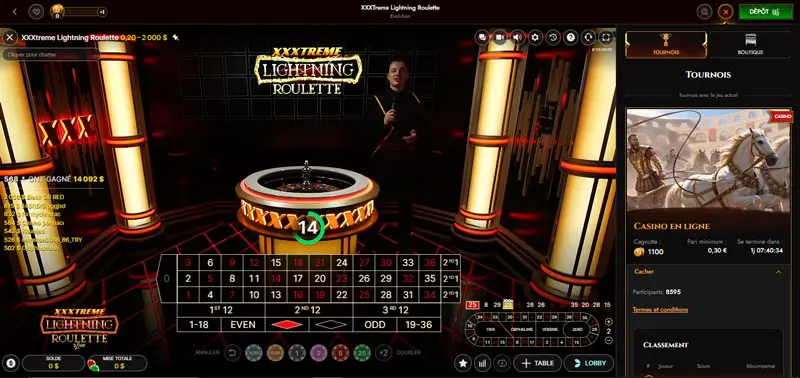 XXXtreme Lightning Roulette de Evolution Gaming legiano
