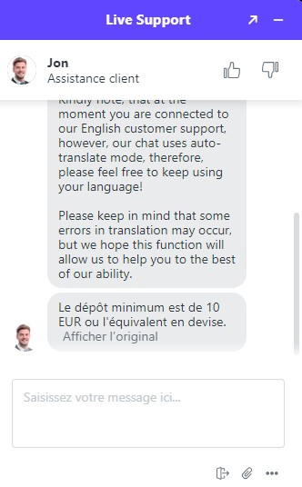 Service client SG Casino