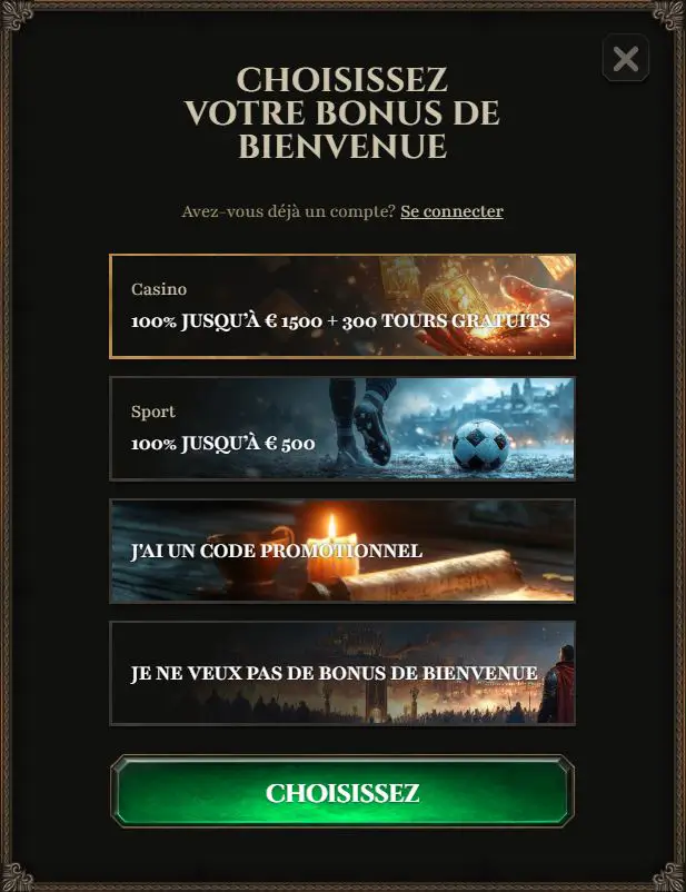 Inscription étape 2 Kyngs Casino