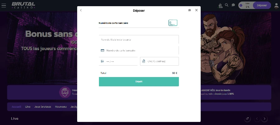 dépôt brutal casino étape 3