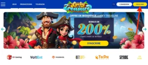inscription lucky treasure étape 1