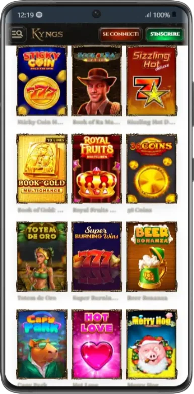 Interface Galaxy S21 Kyngs Casino