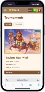 Interface BetHall sur Iphone 13 Pro