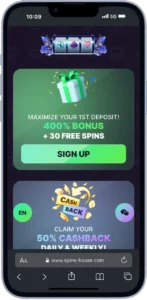 Interface Spins House sur Iphone 14