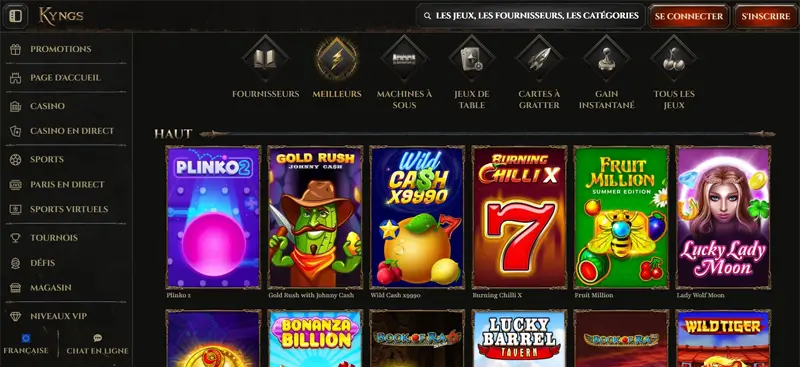 Les jeux de casino Kyngs Casino