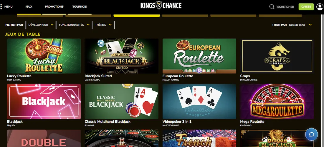 jeux de table kings chance
