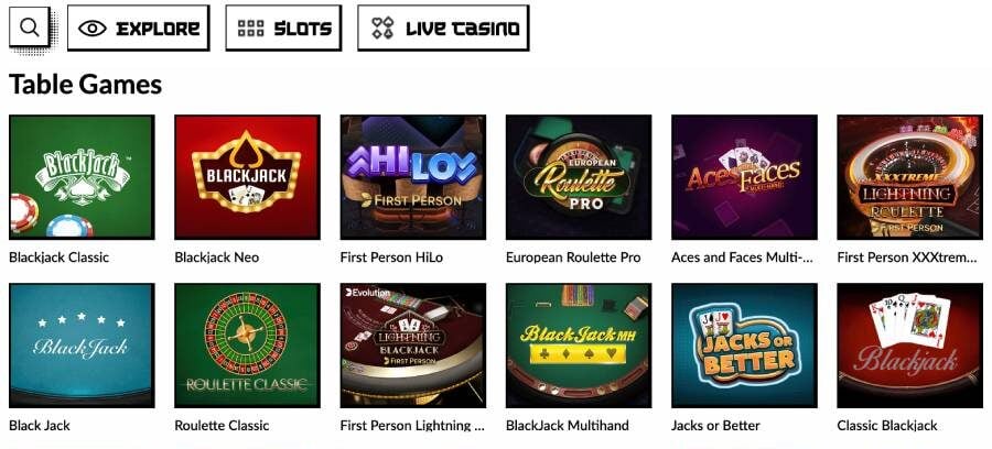 Les jeux de table sur Manga Casino