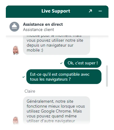 live chat compatibilite mobile cashed casino