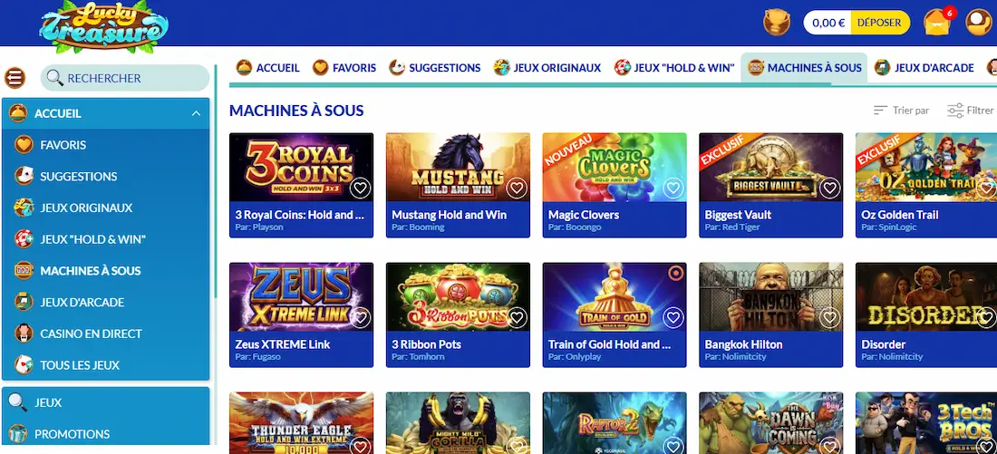 machines a sous lucky treasure