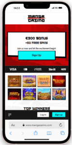 Interface Manga Casino sur iPhone 13