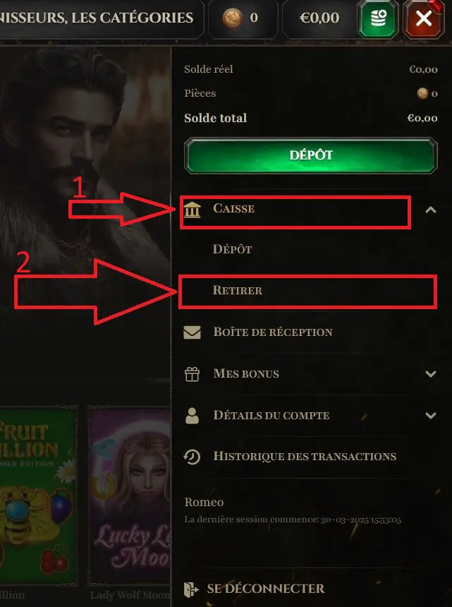 Faire un retrait sur Kyngs Casino