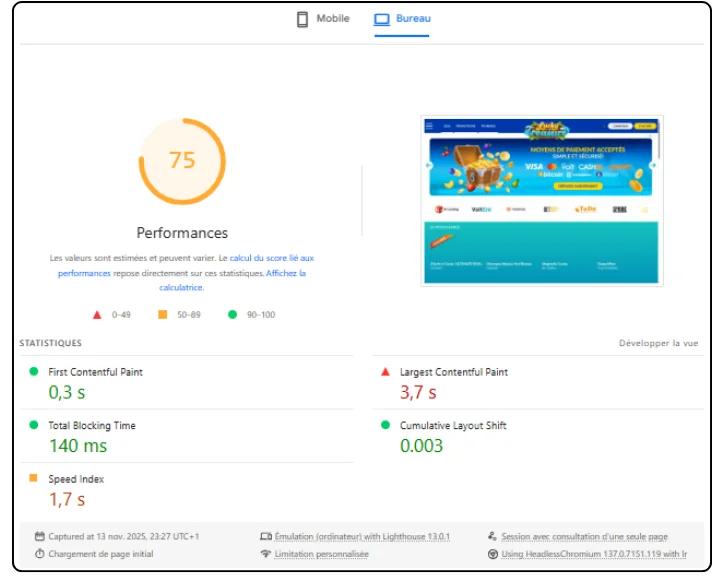 performances pc lucky treasure