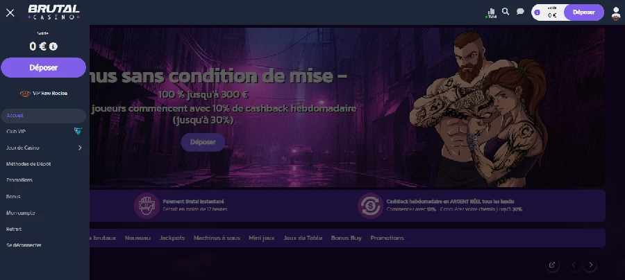 retrait brutal casino étape 1