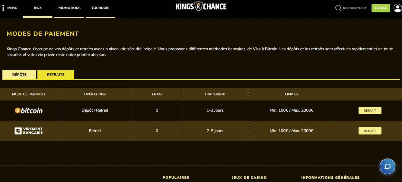 retrait kings chance étape 2