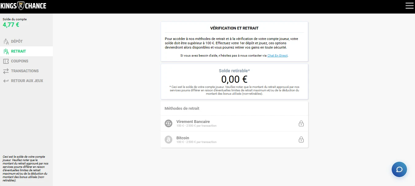 retrait kings chance étape 3