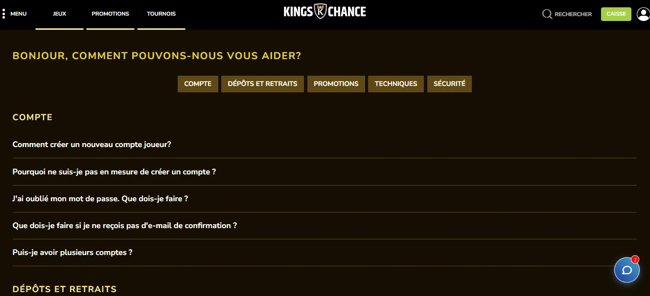 support client kings chance