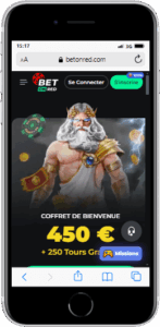 Version mobile sur Iphone de BetOnRed