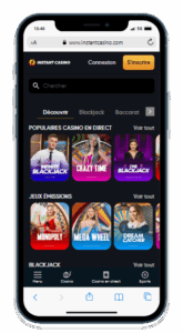 Version mobile Iphone Instant Casino